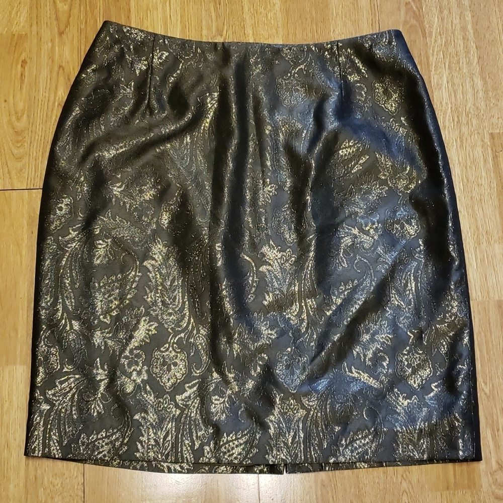 Lillie Rubin gold thread floral skirt size 12